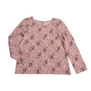 Pink Reindeer Print Long Sleeve Shirt